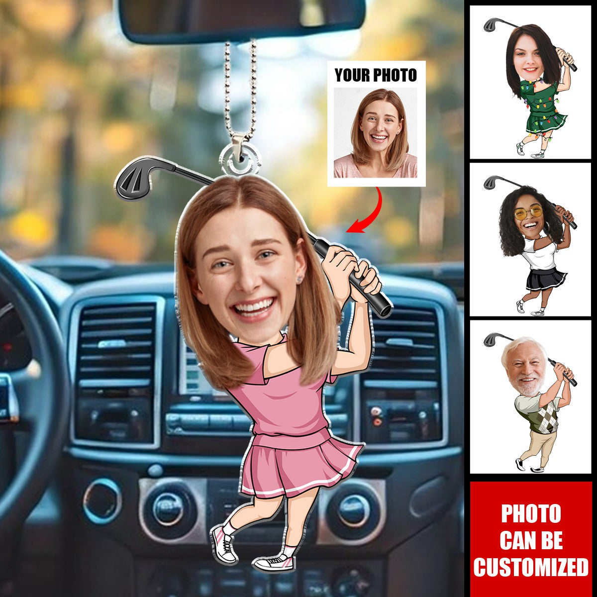 Custom Photo Funny Golf Player Personalized Acrylic Ornament