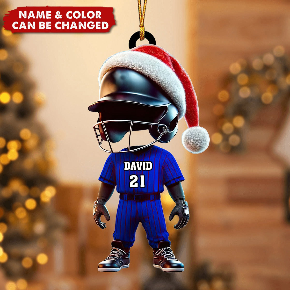 Custom Name and Number Baseball Ornament, Baseball Lover Christmas Gift