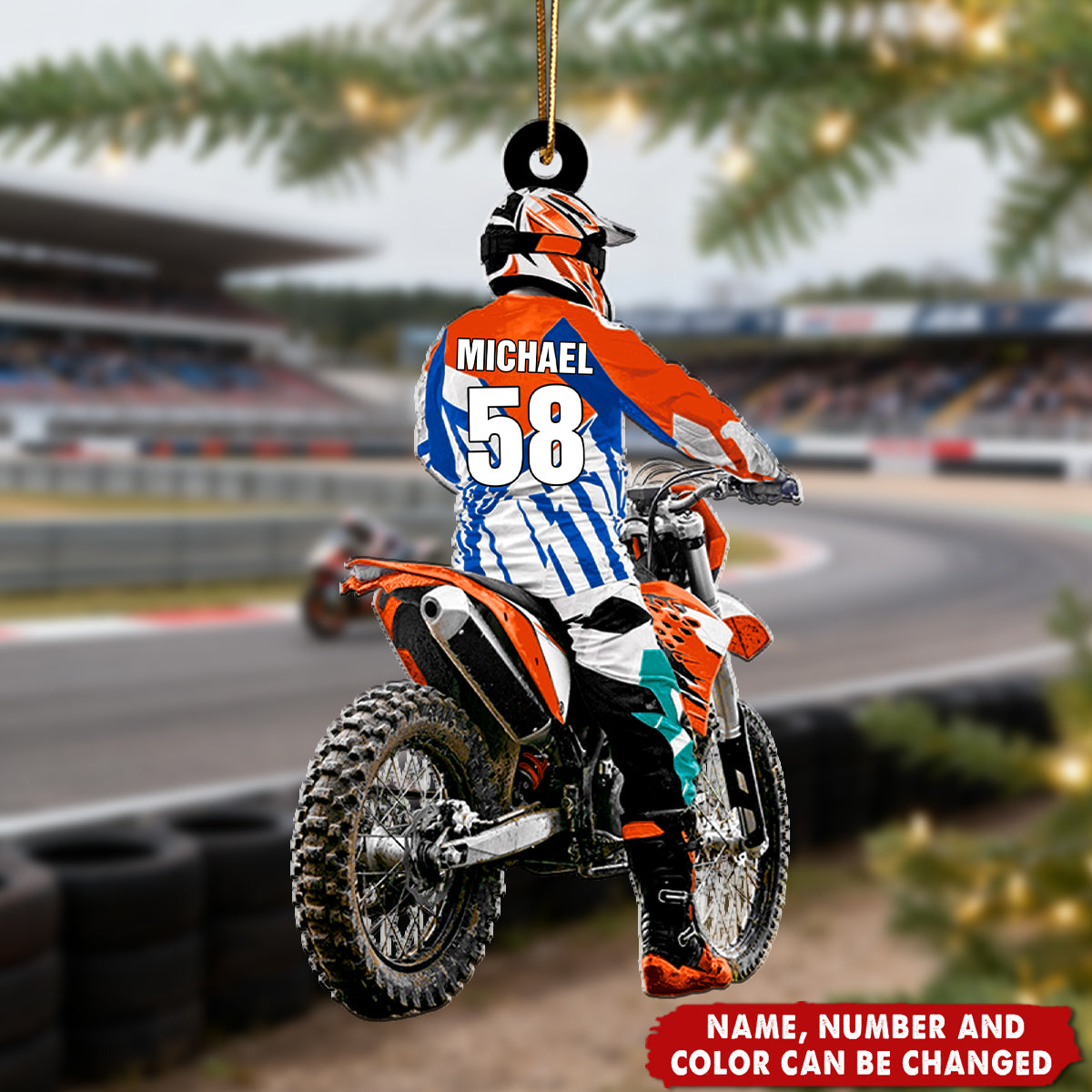 Motocross Racer - Personalized Christmas Acrylic Ornament