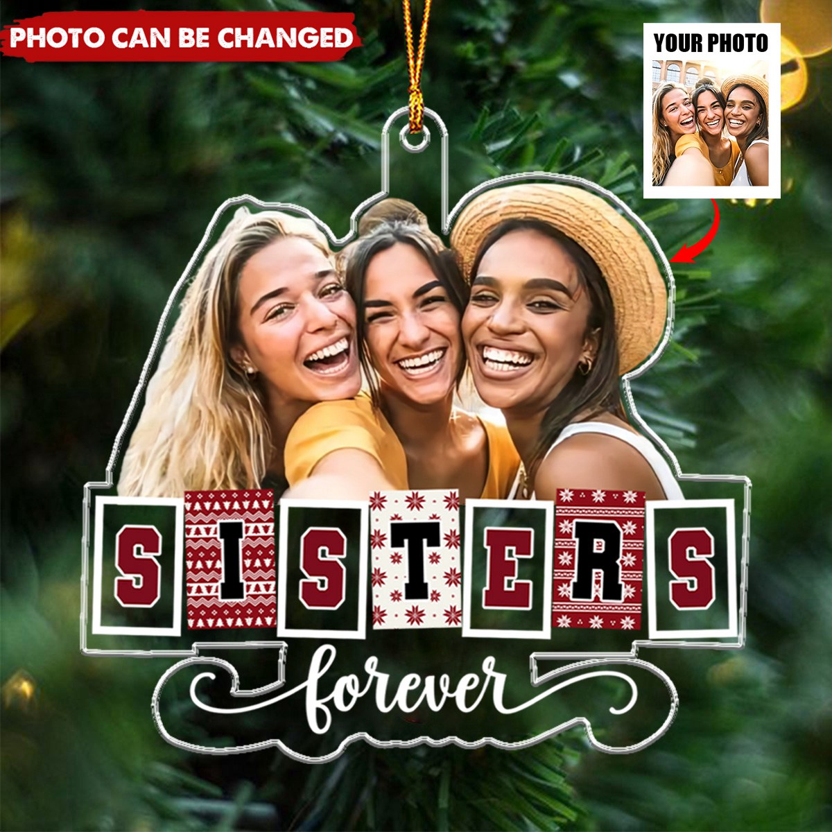 Custom Photo Bestie Forever - Personalized Acrylic Ornament