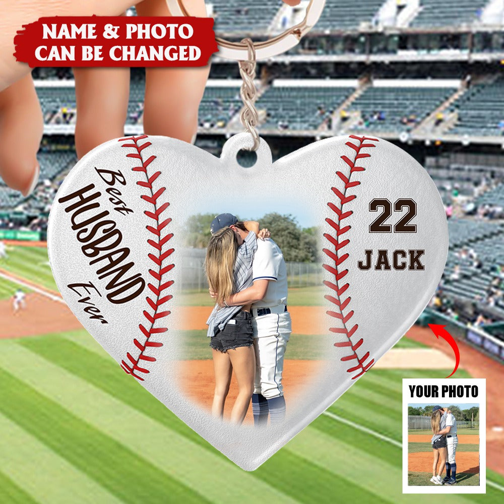 Personalized Gift For Baseball Couple Keychain Best Husband