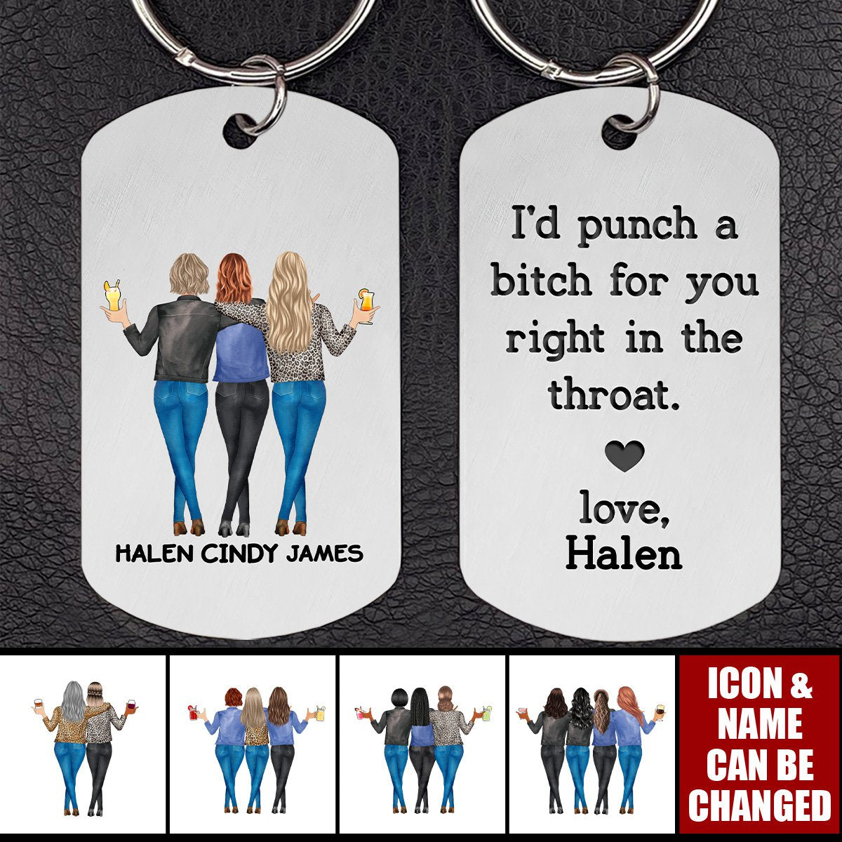 I'd Punch A Bit** For You Gift For Besties Personalized Metal Keychain