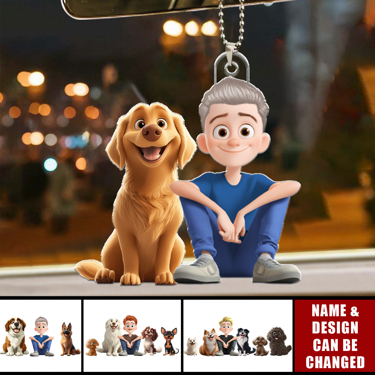 A Man & His Dogs - Personalized Car Ornament - Gifts For Dog Lovers