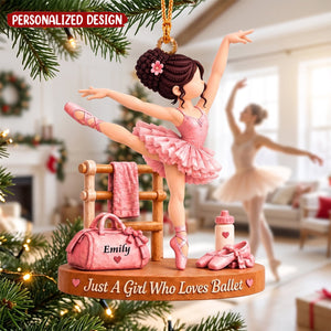 Just A Girl Who Loves Ballet, Personalized Ballet Ornament, Custom Player Name Gift
