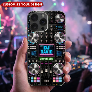DJ Drop The Beat, Personalized Clear Phone Case, Gift For DJ Lovers