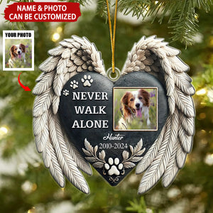 Never Walk Alone Upload Photo Dog Cat Personalized Memorial Ornament