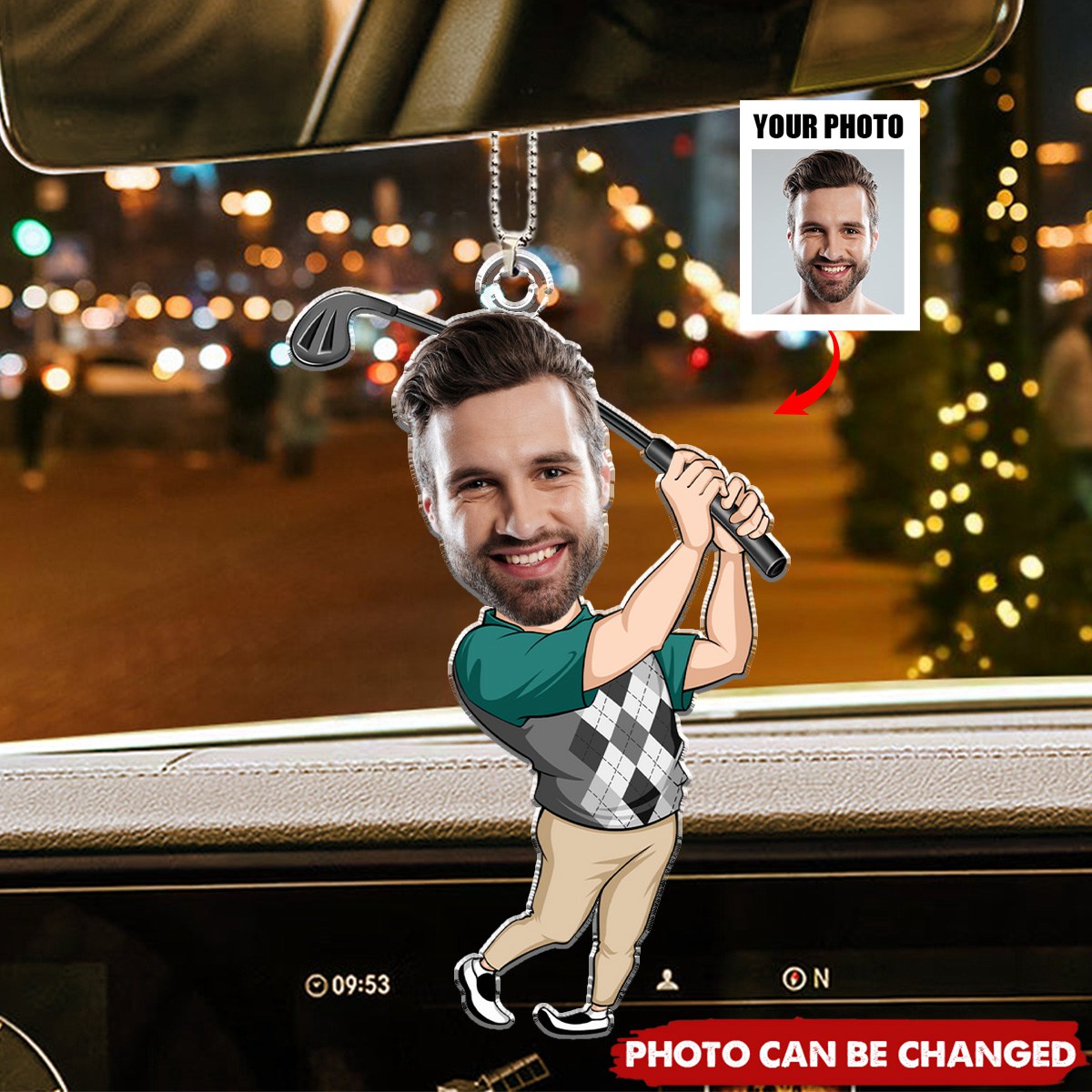 Custom Photo Funny Golf Player Personalized Acrylic Ornament
