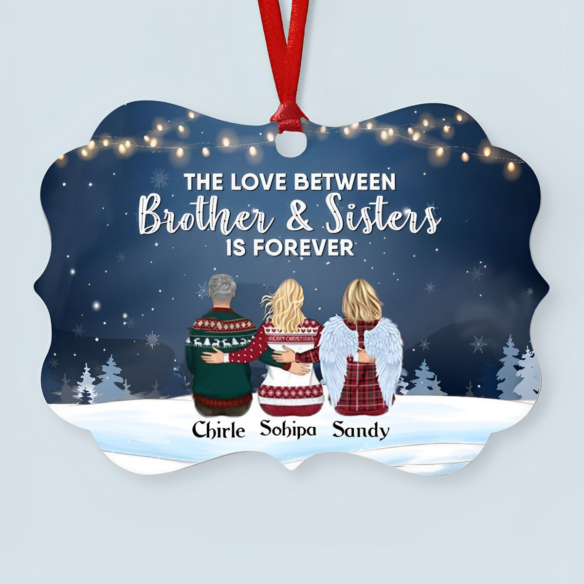 The Love Between Brothers & Sisters Is Forever - Personalized Ornament - Family Hugging