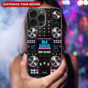 DJ Drop The Beat, Personalized Clear Phone Case, Gift For DJ Lovers