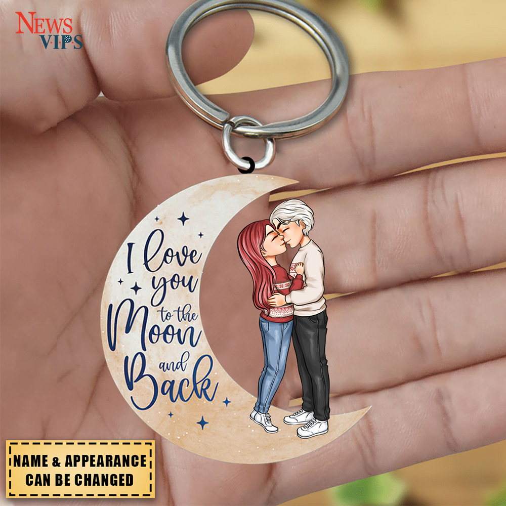 I Love You To The Moon And Back - Personalized Keychain