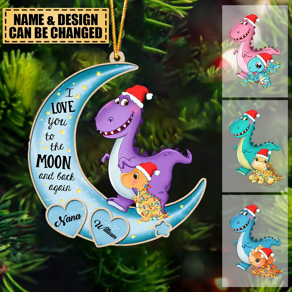 Gift For Grandson Dinosaur On The Moon Ornament