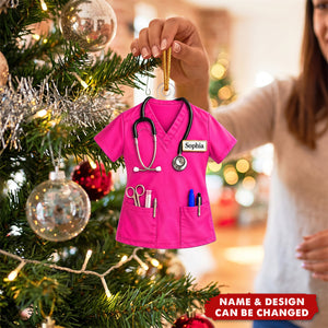 Personalized Nurse Ornament, Custom Scrubs Christmas Ornament