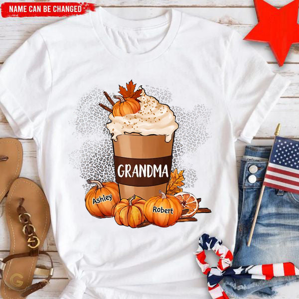 Grandma Mom Pumpkin Spice Latte Personalized Shirt