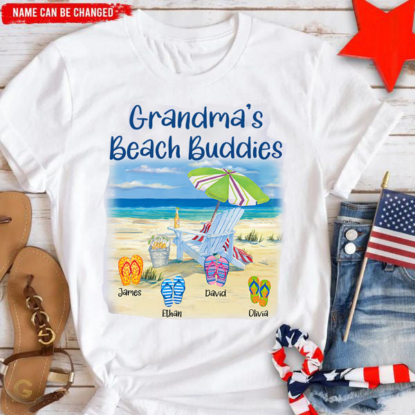 Grandma's Beach Buddies Summer Flip Flop, Custom Grandma With Kids, Gift For Grandma Summer