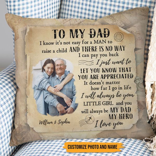 Custom Photo - Gift For Father - Personalized Custom Pillow