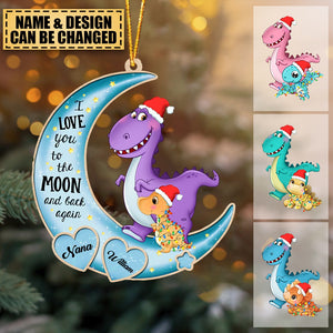 Gift For Grandson Dinosaur On The Moon Ornament