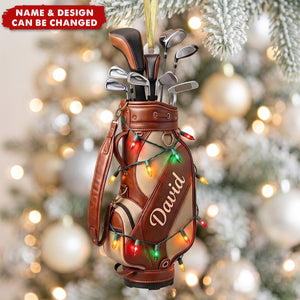 Golf Christmas Ornament, Custom Golf Backpack Ornament, Golf Club Keepsake