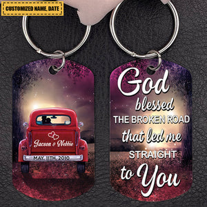 Personalized Red Truck Couple Stainless Steel Keychain