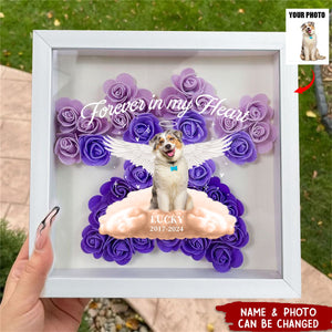 Pet Loss - Paw Print - Personalized Flower Shadow Box