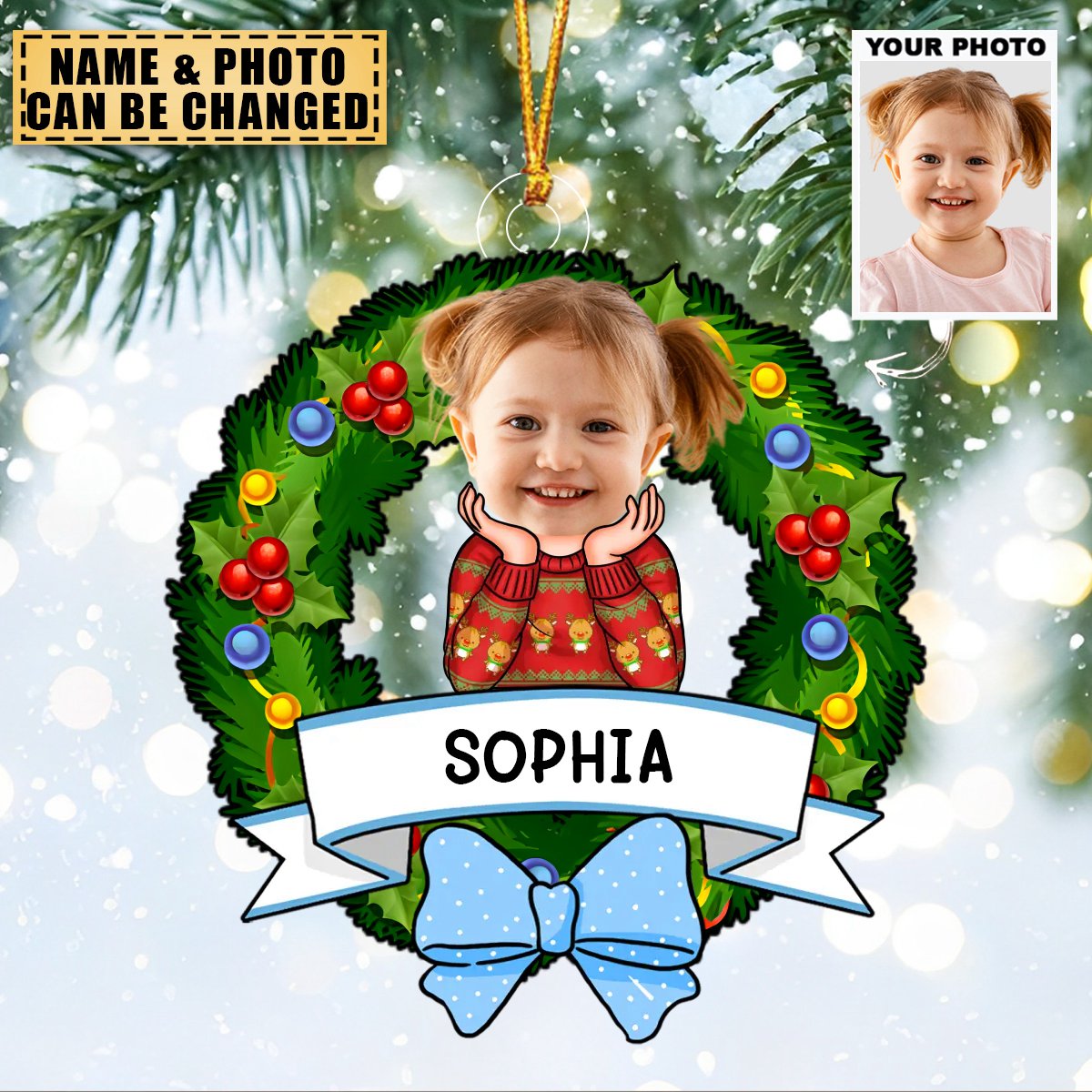 Cute Kid Chrismas - Personalized Custom Photo Ornament - Christmas Gift For Kid, Family Members