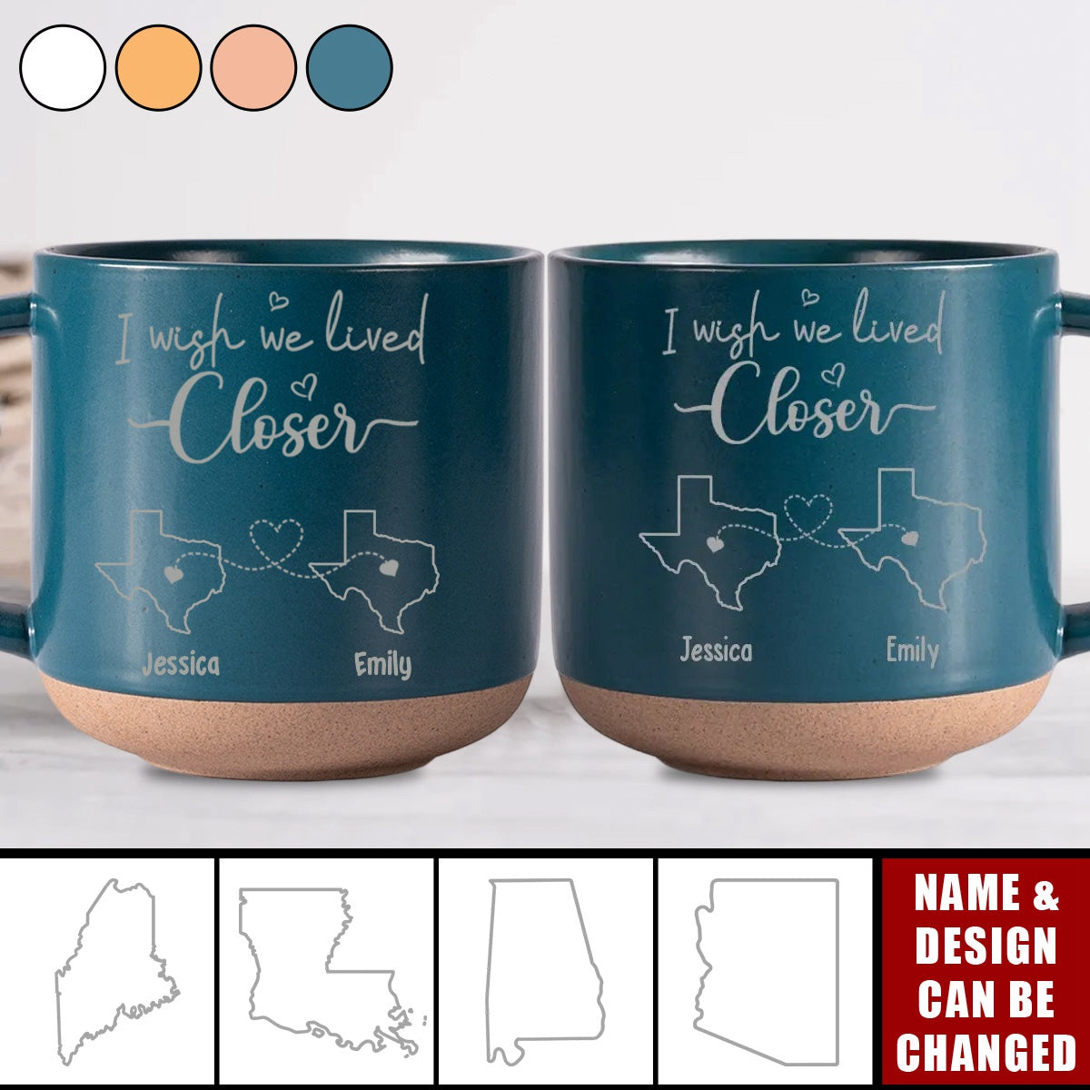 I Wish We Lived Closer - Bestie Personalized Custom Pottery Mug - Gift For Best Friends, BFF, Sisters