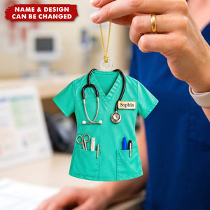 Personalized Nurse Ornament, Custom Scrubs Christmas Ornament