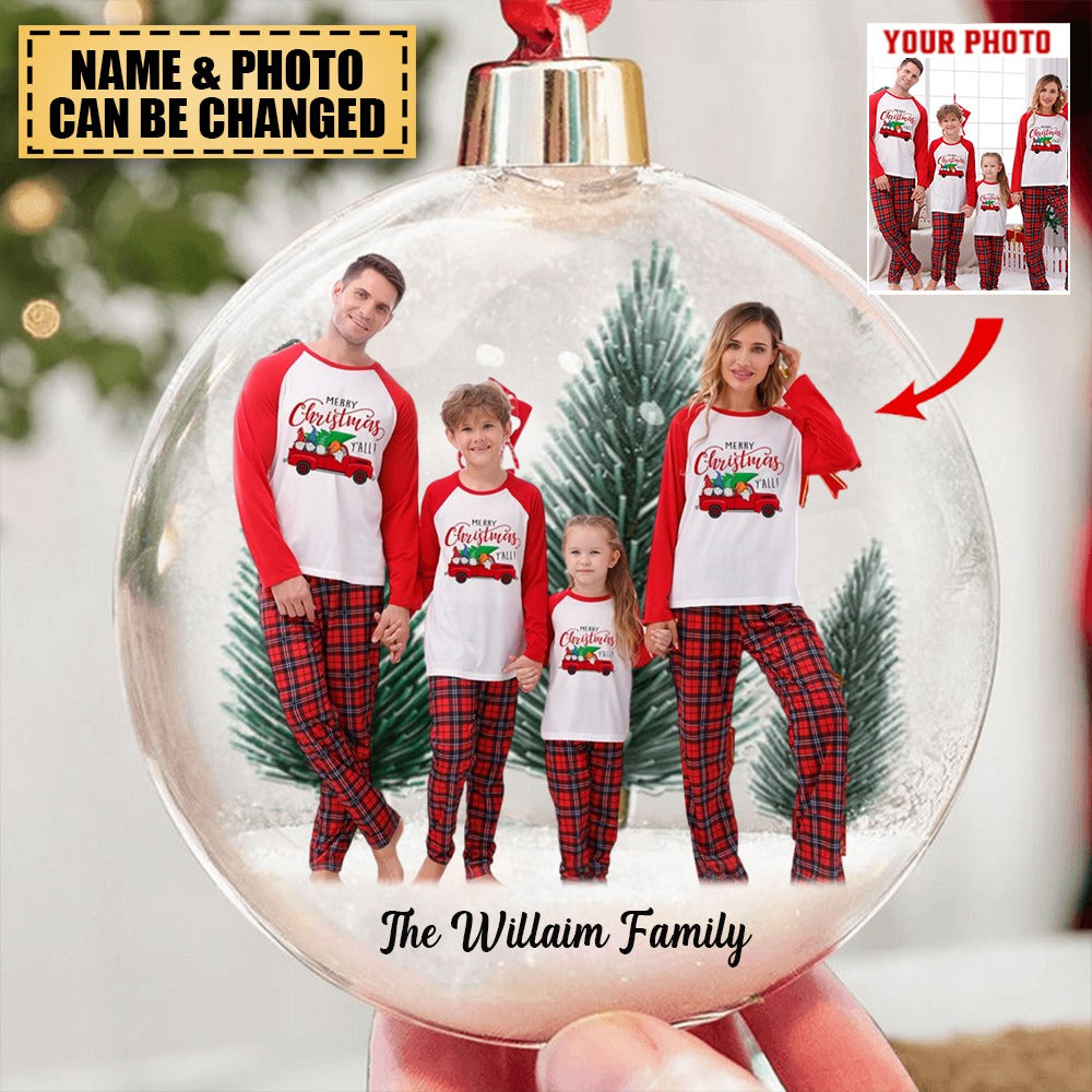 Family Christmas Custom Photo Ornament - Personalized Photo Christmas Ball Ornament