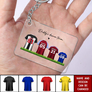 Daddy's Team Soccer Shirt Personalized Acrylic Keychain