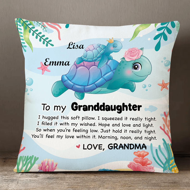 Grandma - Gift For Granddaughter Turtle Hug This Pillow - Personalized Pillow