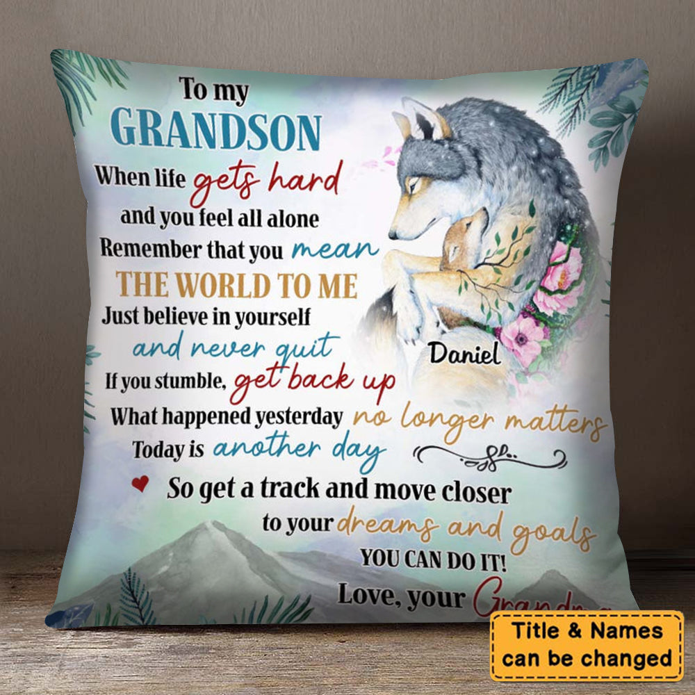 Gifts For Grandson Wolf You Can Do It Pillow