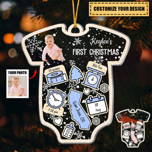 Custom Personalized Baby's First Christmas Ornament - Christmas Gift Idea For Baby - Upload Photo