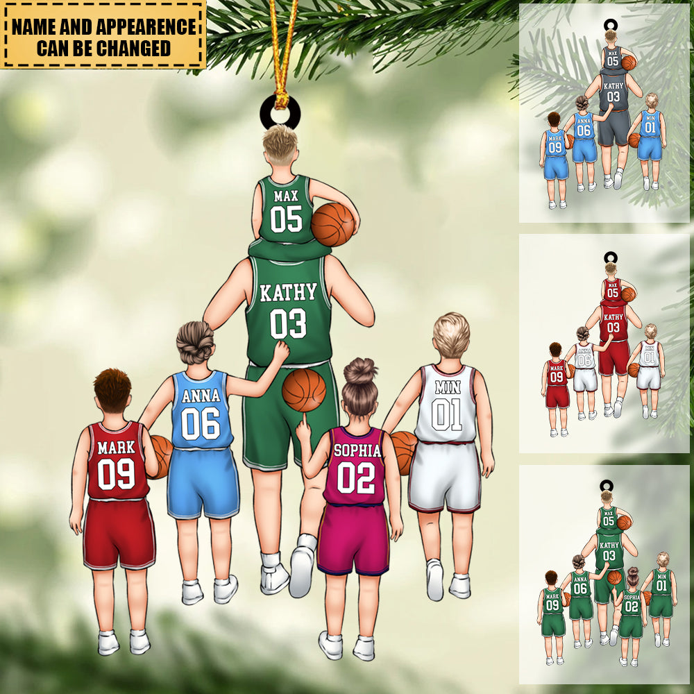 Dad And Kids Play Basketball Together - Personalized Ornament -  Appropriate gift for Christmas