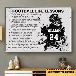 Personalized Football Poster, Canvas with custom Name & Number, Sport Gifts