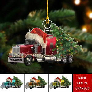 Personalized Trucker Christmas Light Ornament