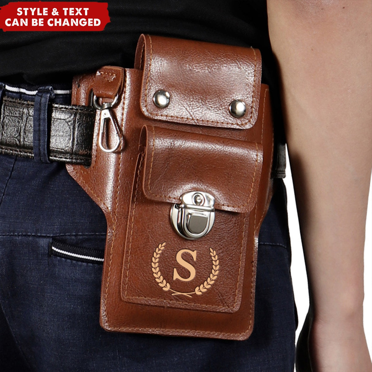 Personalized PU Leather Card Pouch Holsters Phone Waist Bag