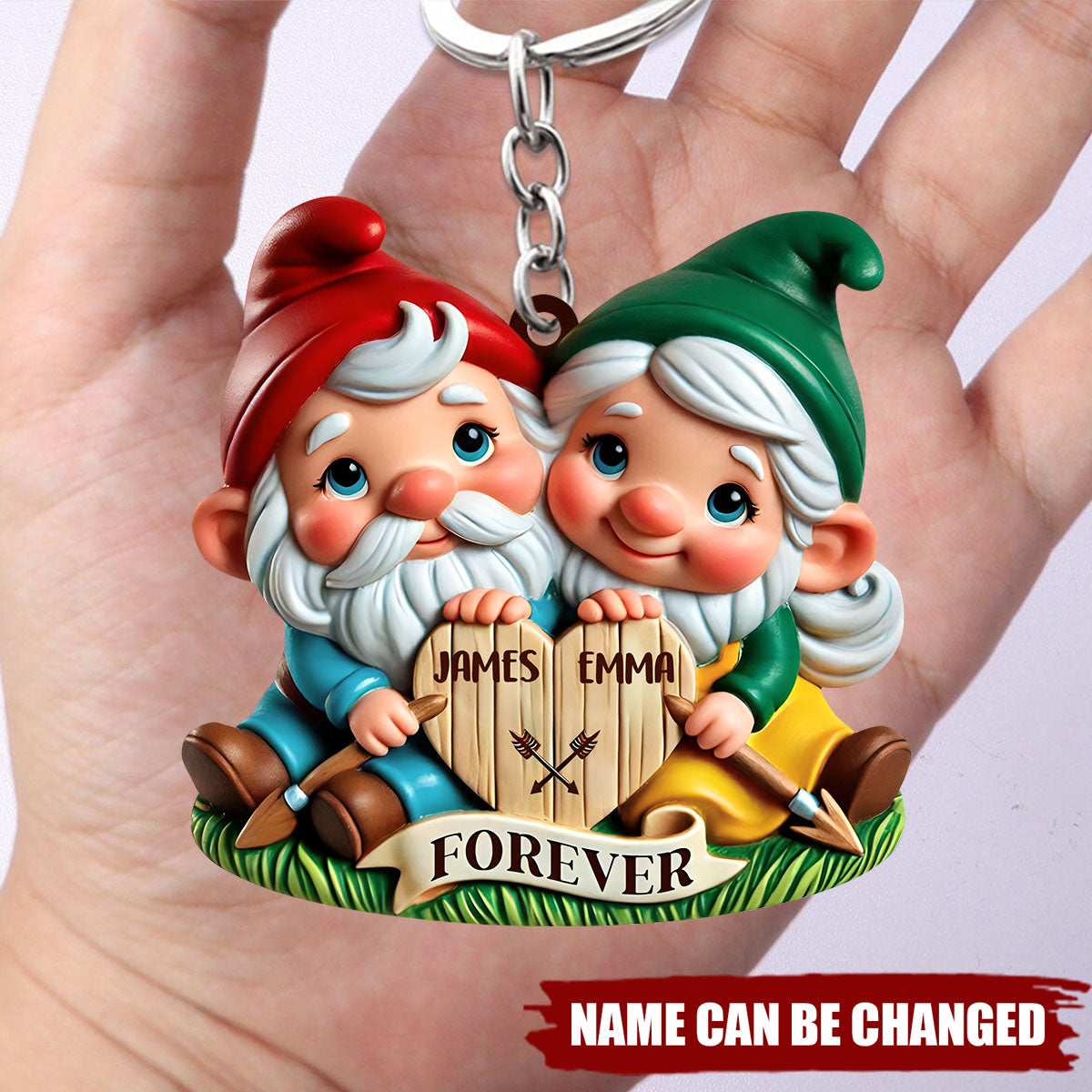 Forever Love Dwarf Holding Sign - Personalized Acrylic Keychain