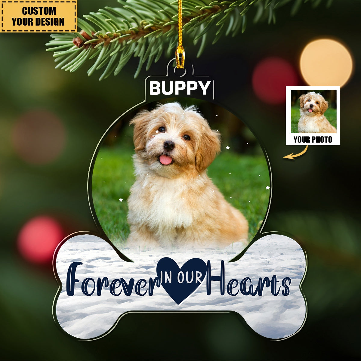 Forever In My Heart - Personalized Pet Memorial Acrylic Photo Ornament