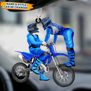 Motocross Couple, Personalized Acrylic Car Ornament, Gift For Christmas