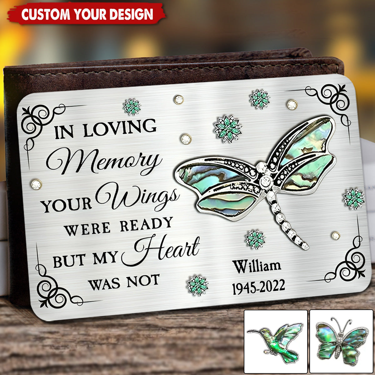 In Loving Memory Personalized Memorial Stainless Steel Wallet Card