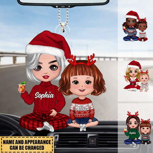 Doll Grandma & Grandkid Christmas Gift Personalized Car Ornament