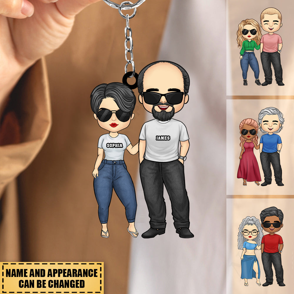 I'm Grateful To Have You In My Life - Couple Personalized Custom Heart Shaped Acrylic Keychain - Gift For Husband Wife, Anniversary