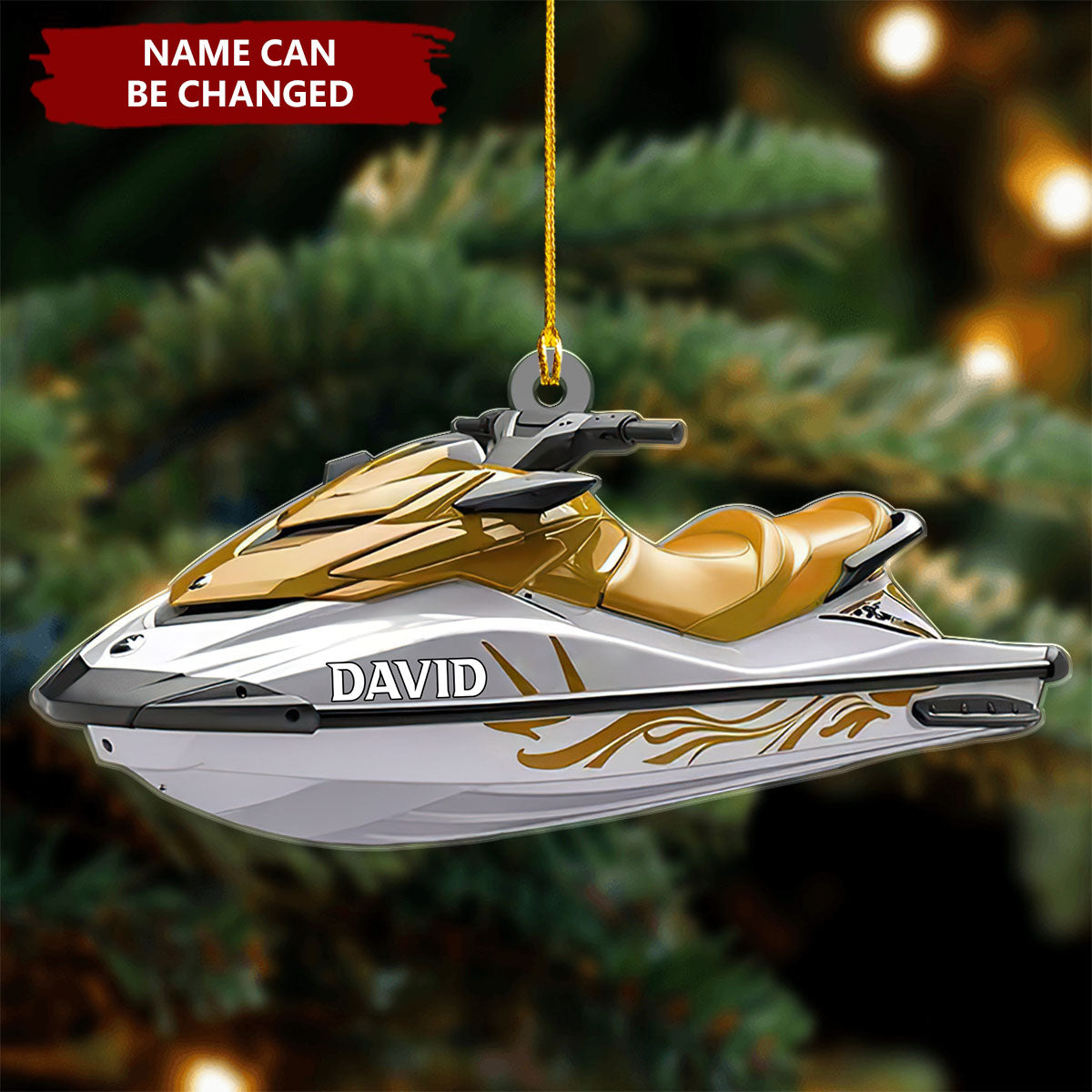 Personalized Jet Boat Ski Shaped Skiing Christmas Tree Ornament
