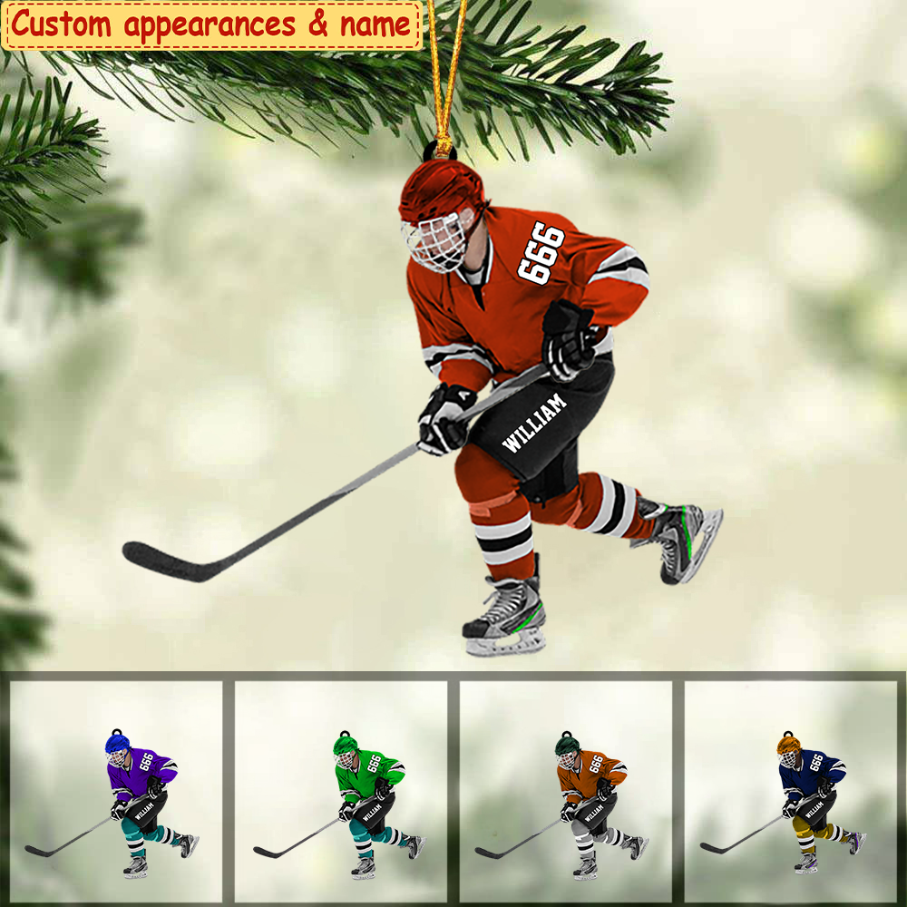 Personalized Ice Hockey Acrylic Christmas Ornament