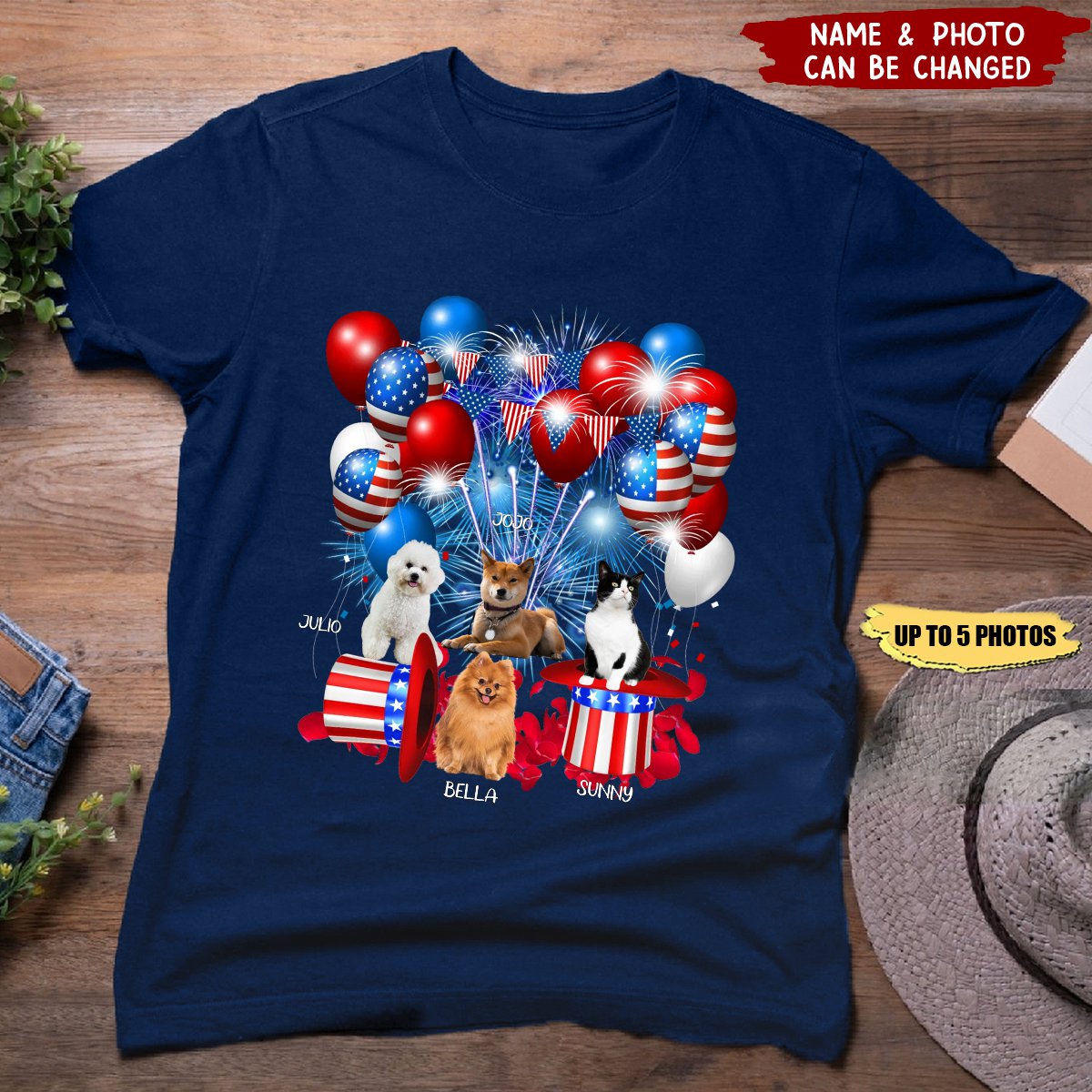 4th Of July For Dog Cat Lovers - Personalized T-shirt