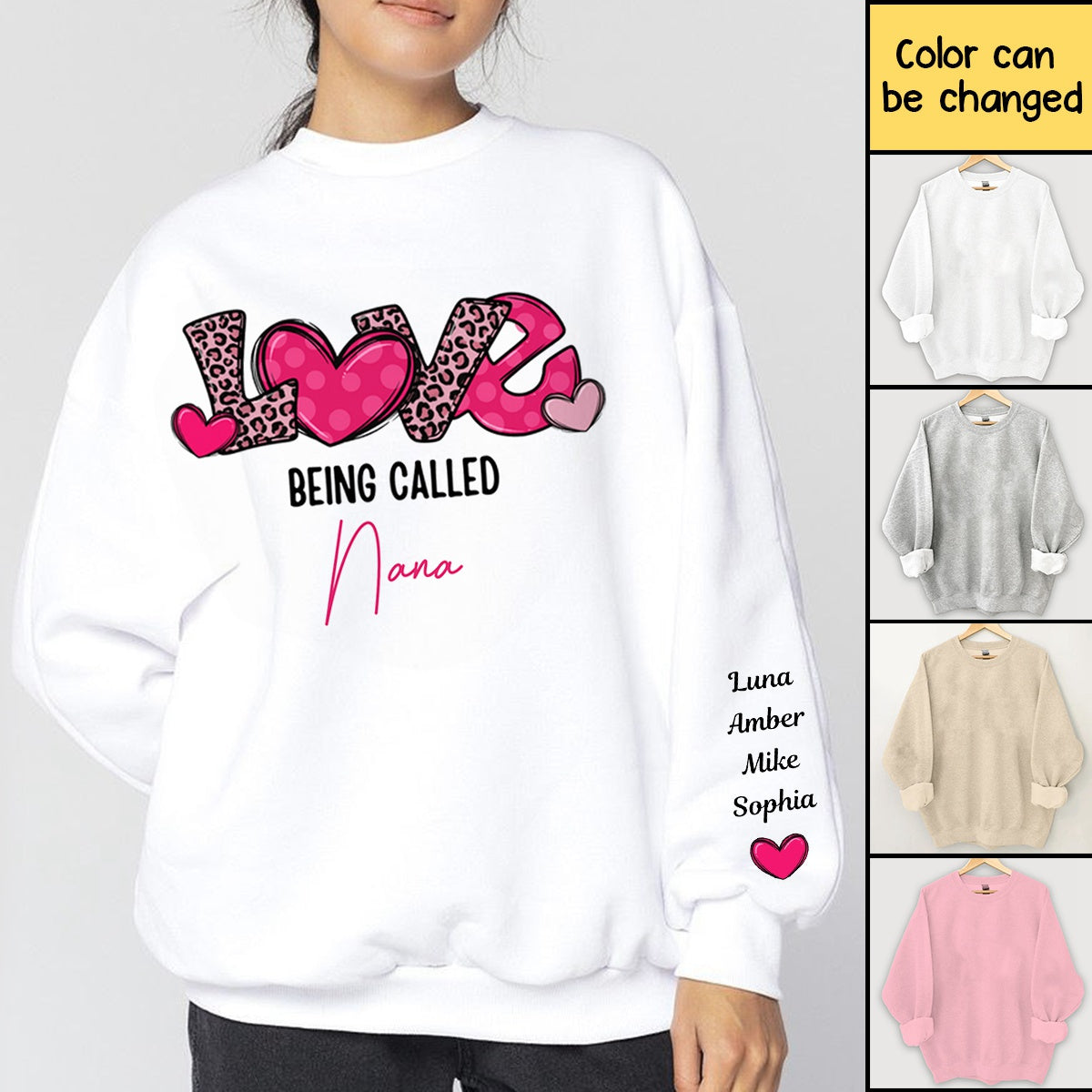 Love Being Called Grandma - Personalized Pink Leopard Sweatshirt
