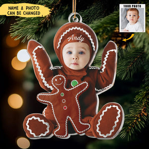 Adorable Gingerbread Baby - Personalized Acrylic Photo Ornament