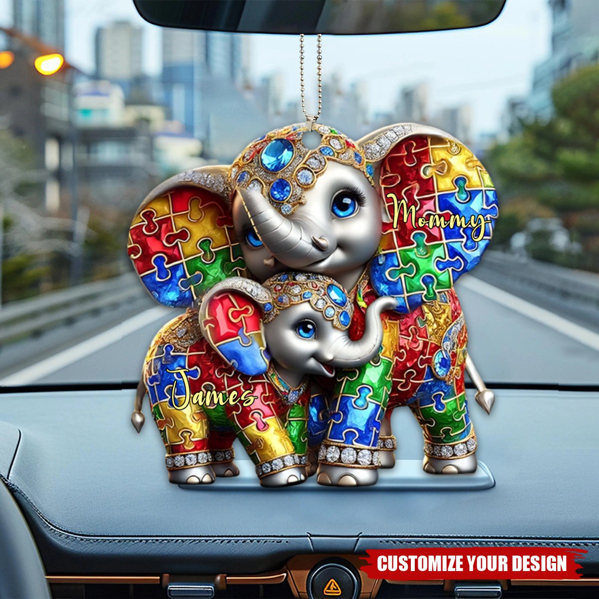 Autism Elephant Mom Autism Awareness - Personalized Acrylic Car Ornament