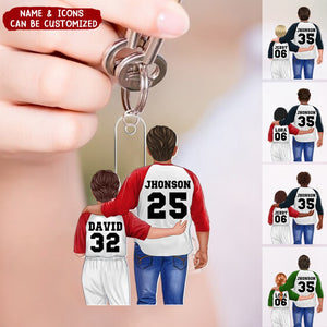 Baseball Dad And Kid Personalized Acrylic Keychain