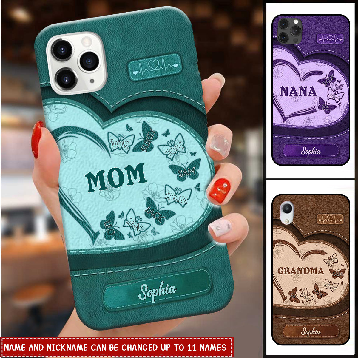 Personalized Nana Mom Heart Butterfly Colorful Phone case