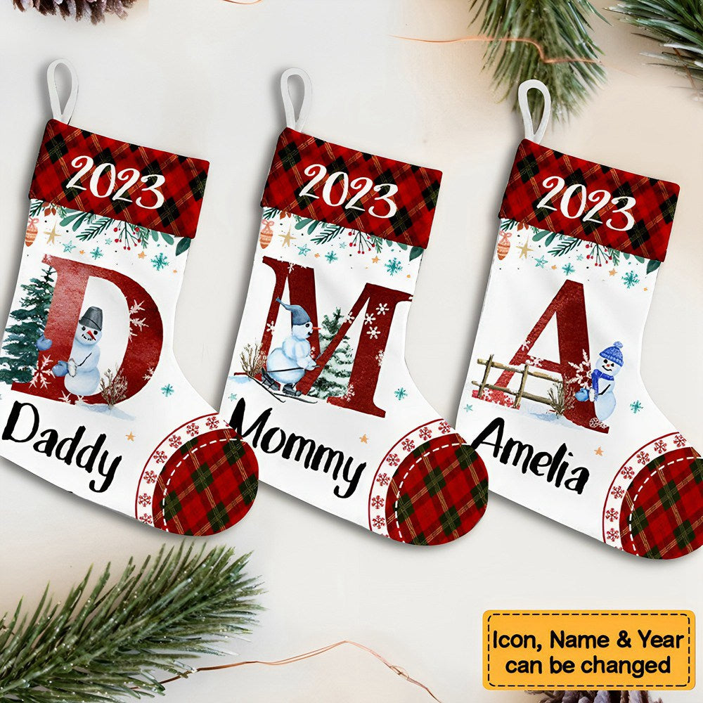 Gift For Family Name Letter Christmas 2023 Stocking